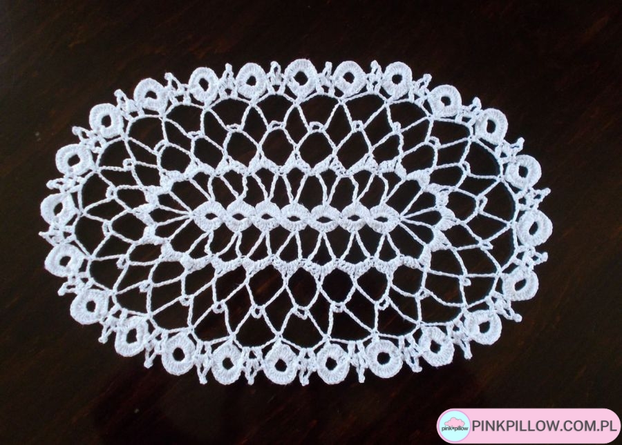 Serwetka owalna - Piękny Wzór - Kolor Biały - obrazek 3