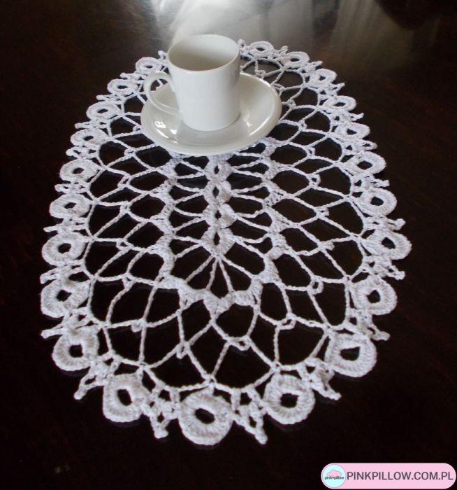 Serwetka owalna - Piękny Wzór - Kolor Biały - obrazek 2