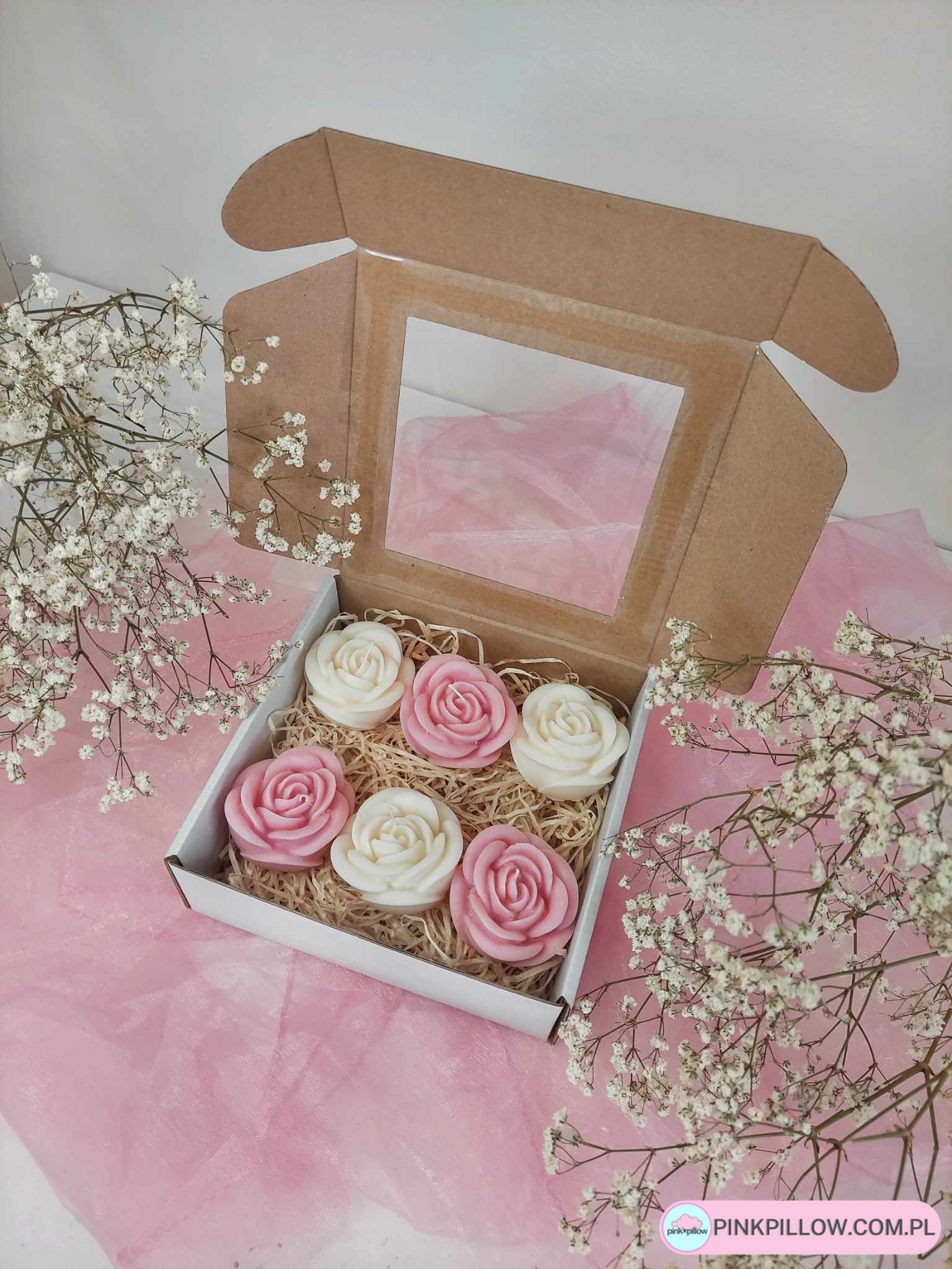 Zestaw prezentowy Świeczki Róże 6 szt. - Różne Kolory