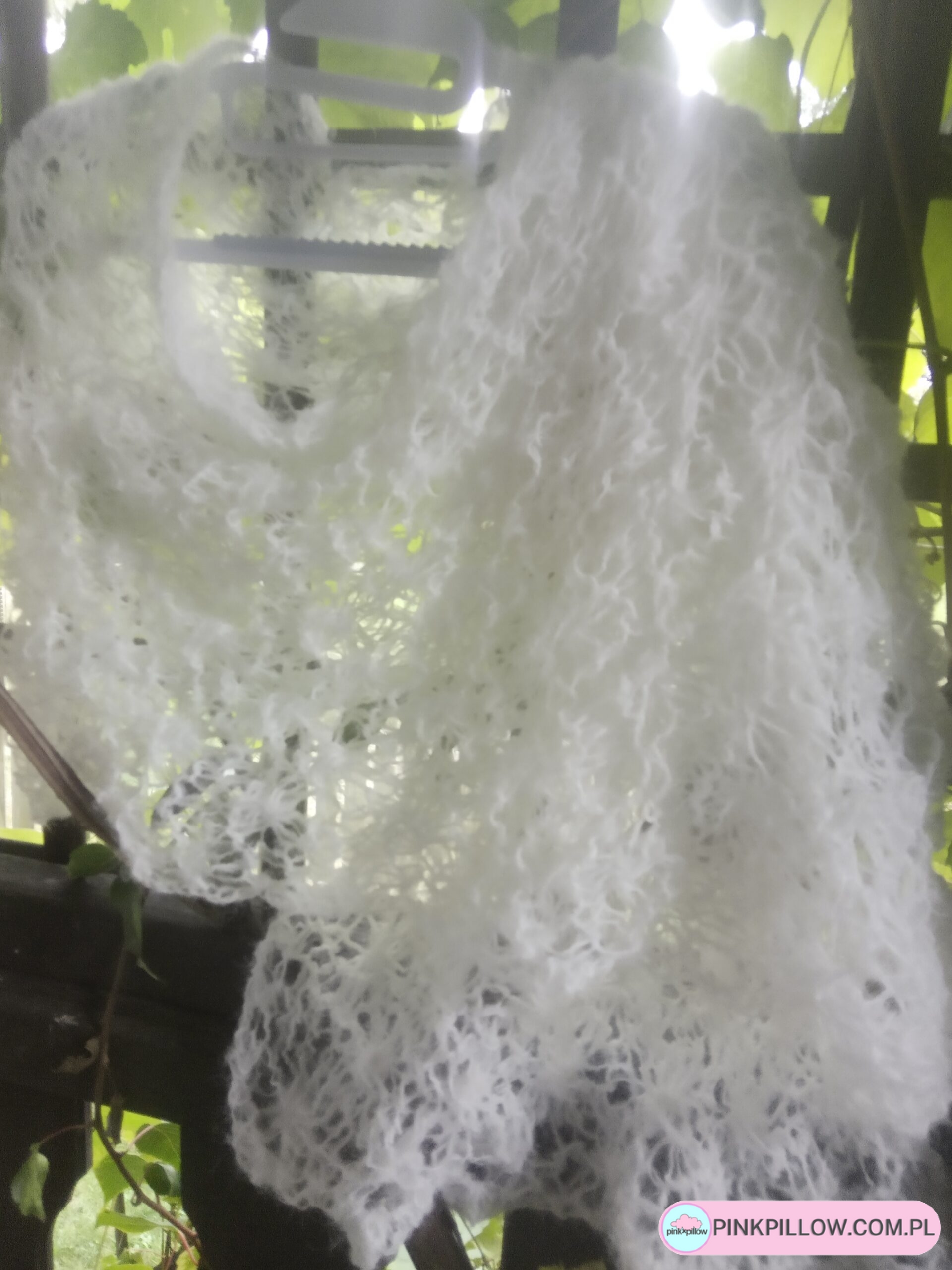 Biała Narzutka do sukienki - Wymiary 165x45 cm - obrazek 2