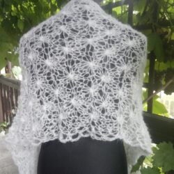 Biała Narzutka do sukienki typu Siateczka - Wymiary 165x45 cm