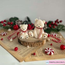 Świeca sojowa Miś Świąteczny - Mały i Duży