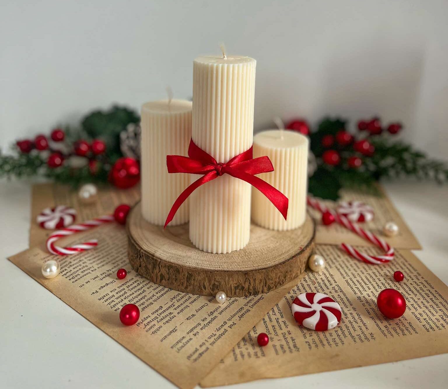 Świece ozdobne Zestaw Pillar 3 szt. - Różne Kolory