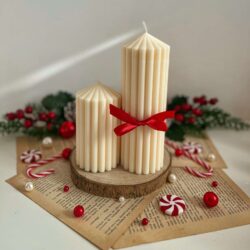 Świece sojowe Premium Pillar - Zestaw 2 szt. - Kolor Biały