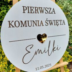 Grawerowana tablica powitalna na Pierwszą Komunię Święta
