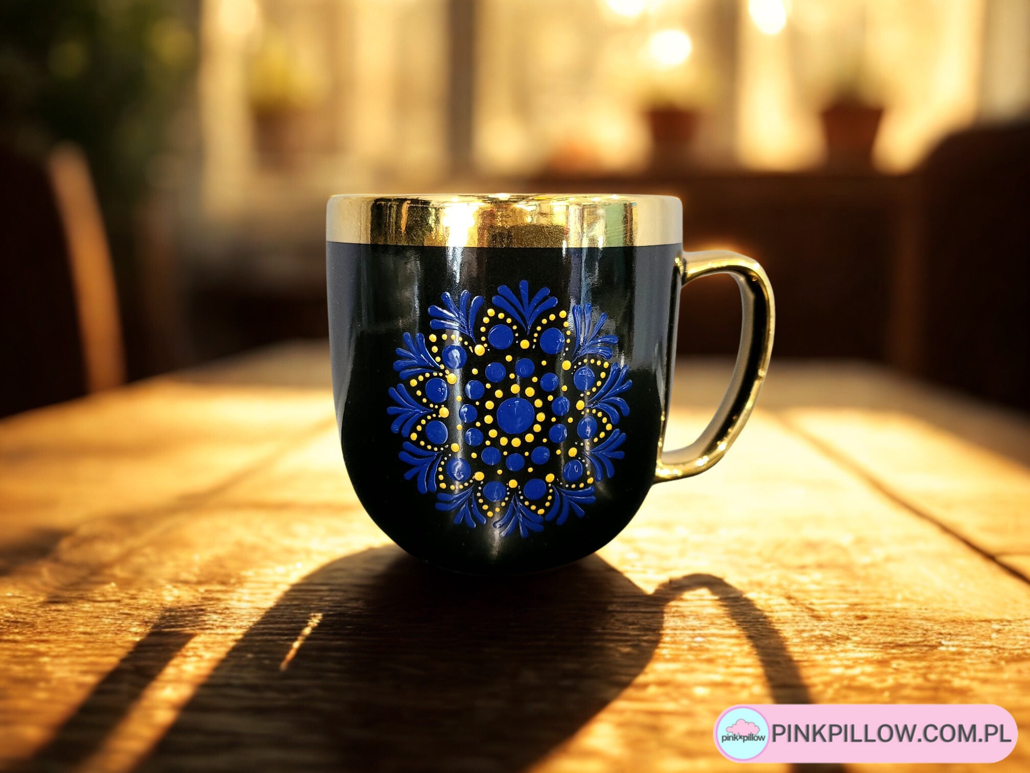 Kubek 280 ml malowany w Kobaltową Mandalę