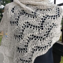 Szal Ślubny - Wzór Mgiełka Ażur - Wymiary 150x47 cm