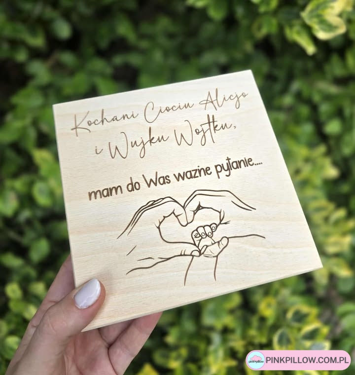 Drewniane pudełko ze zdjęciem "Prośba o zostanie Chrzestną / Chrzestnym"
