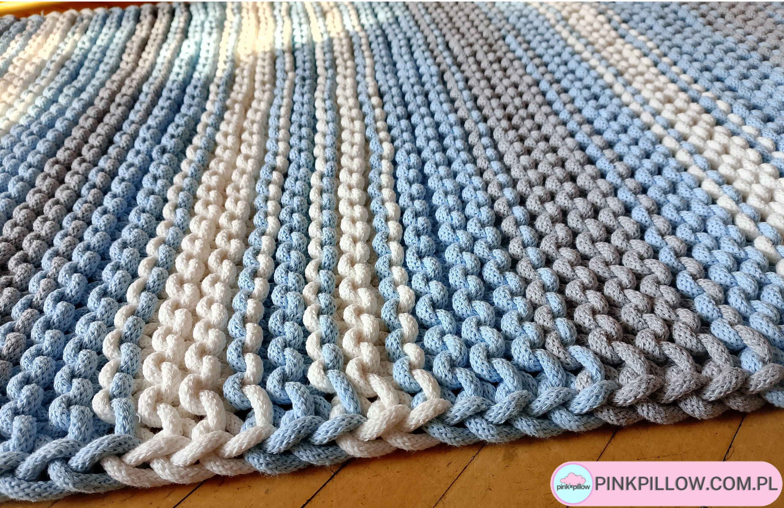 Długi Dywan Chodnik w paski na drutach - Wymiary 200x55 cm - obrazek 4