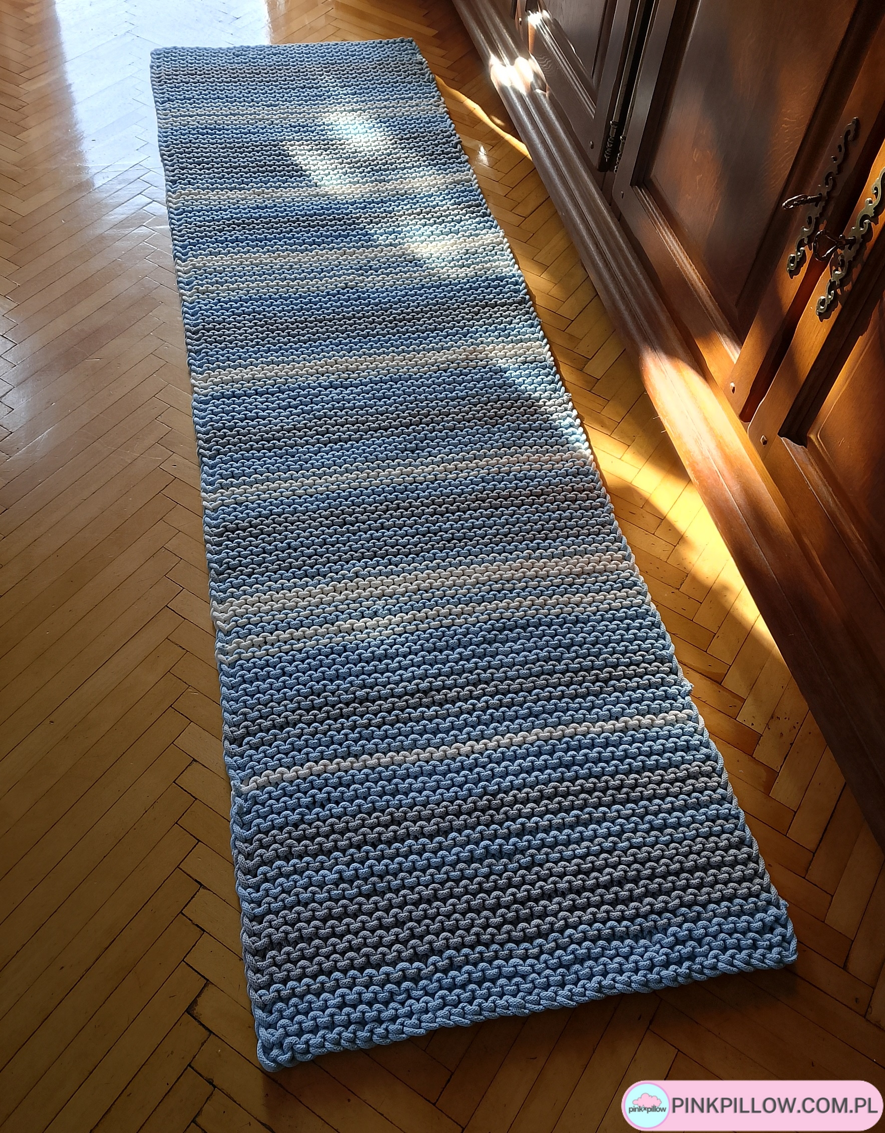 Długi Dywan Chodnik w paski na drutach - Wymiary 200x55 cm - obrazek 2