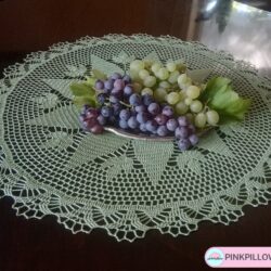 Serwetka koronkowa w kolorze Oliwkowym - Średnica 57 cm - Aranżacja