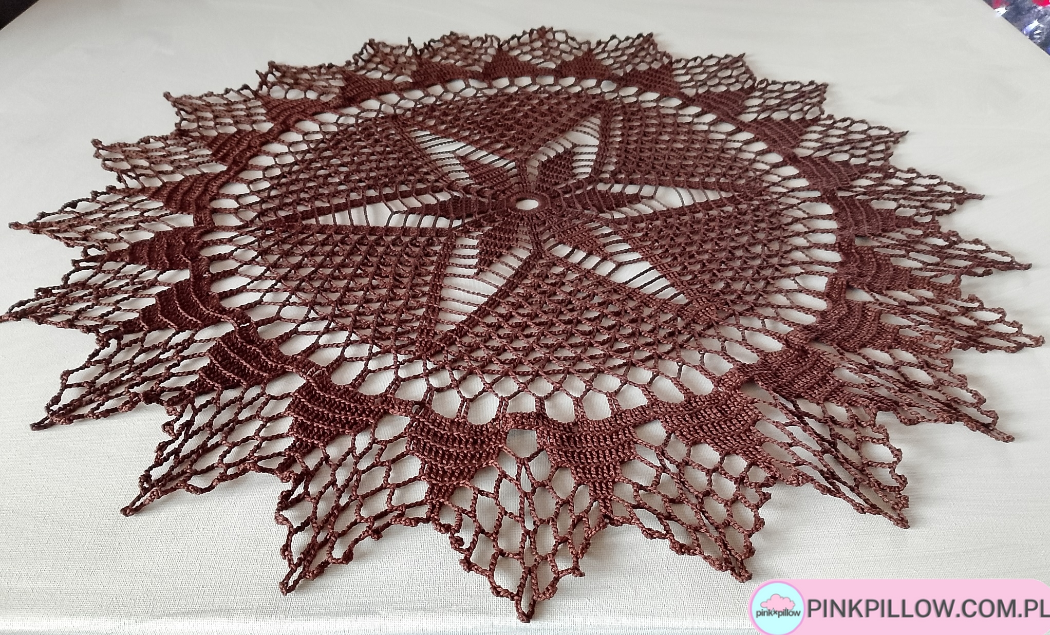 Serwetka z Kordonka - Średnica 65 cm - Kolor Czekoladowy - obrazek 3