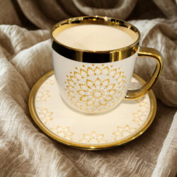 Kubek z Talerzykiem - Biała Mandala