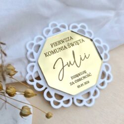 Złote Podziękowania dla gości / Magnes z okazji Pierwszej Komunii