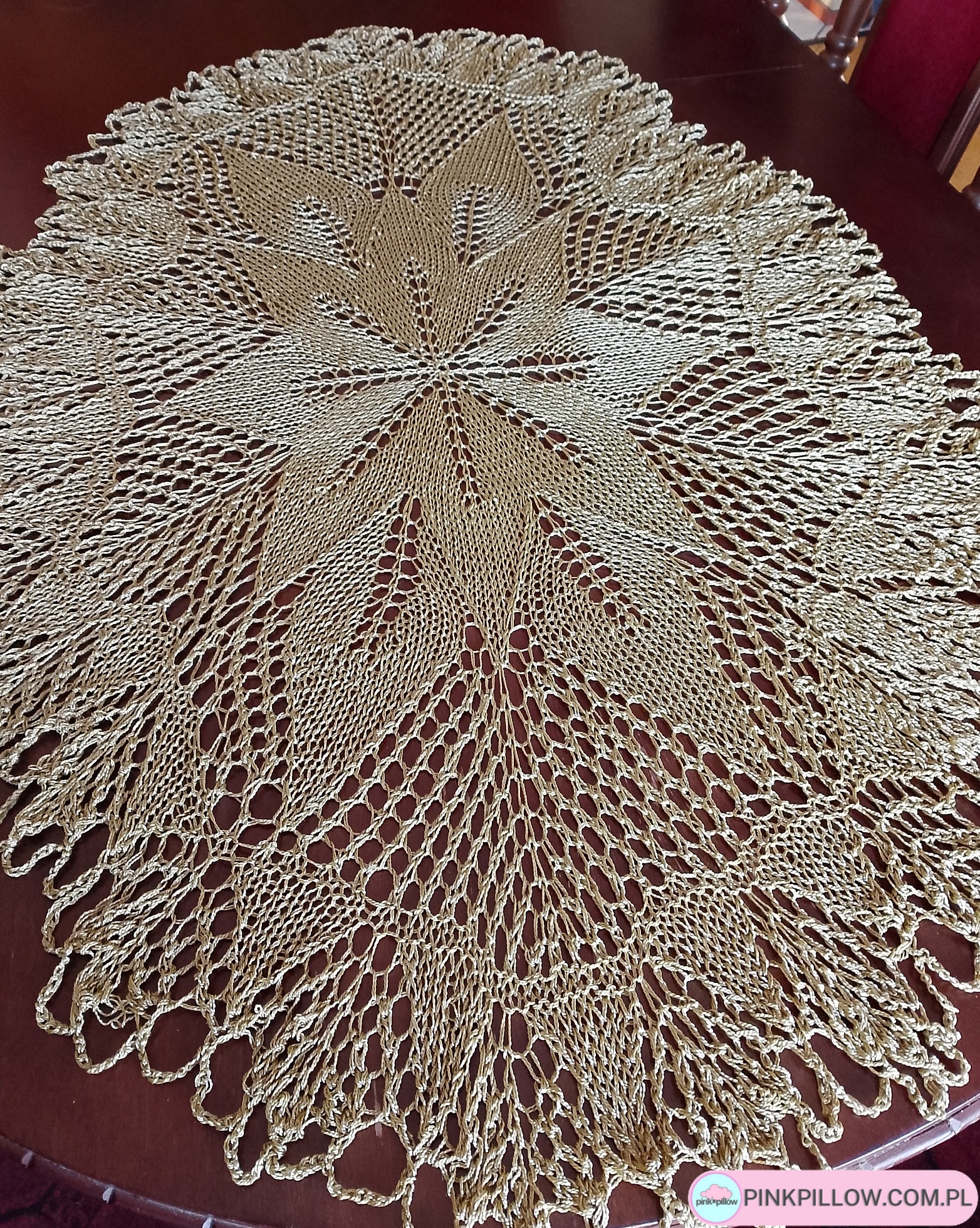 Owalny obrus na drutach - Kolor Stare Złoto - obrazek 3