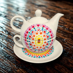 Czajniczek z Filiżanką - Wzór Mandala - Komplet