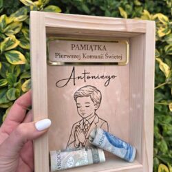 Drewniana SKARBONKA - Pamiątka Pierwszej Komunii Świętej