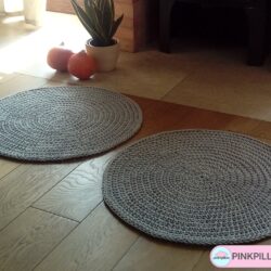 Okrągłe Dywaniki na podłogę - Średnica 70 cm - Komplet 2 szt. - Kolor Jasny Szary