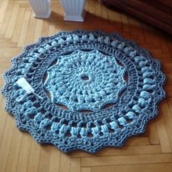 Dywan Bawełniany okrągły "Mandalay" - Kolor Szaro-Niebieski