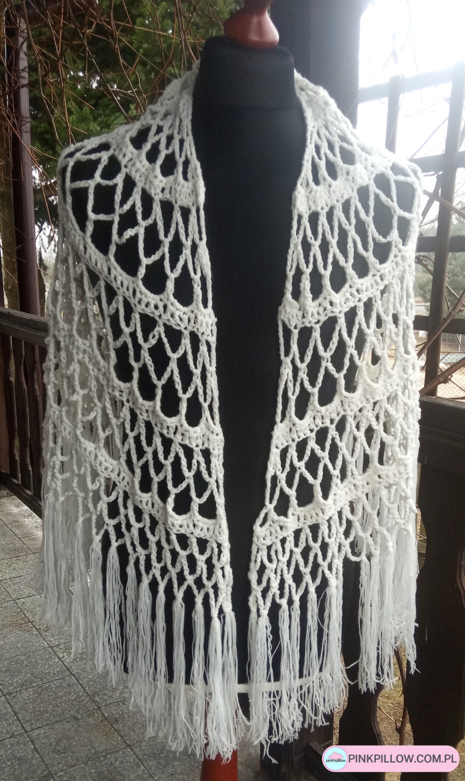 Chusta BOHO siateczkowa - Wymiary 180 cm x 75 cm