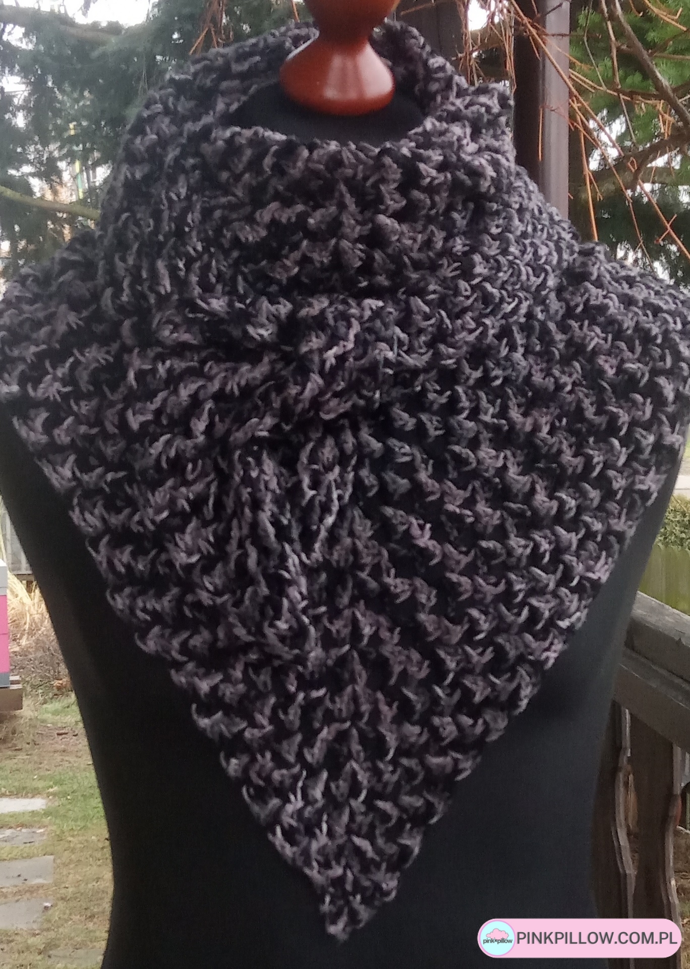 Ciepła Chusta damska - Kolor Szary melanż