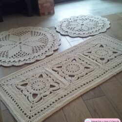 Zestaw Dywaników do sypialni ze sznurka - Kolor Ecru