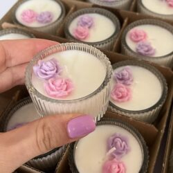 Mini Świeczki "Różyczki" Fioletowo-Różowe - Różne Zapachy