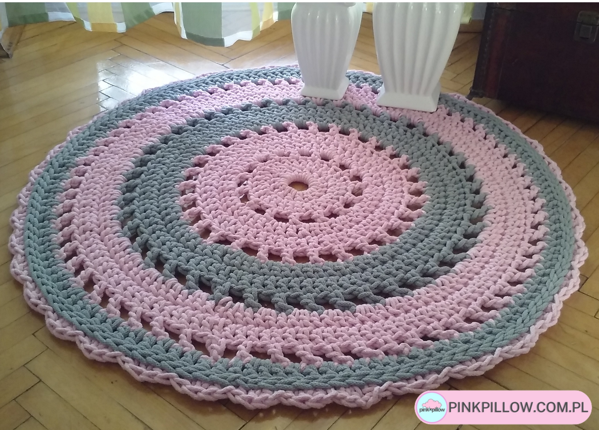 Dywan Szaro Różowy Maya - Średnica 80 cm - obrazek 3