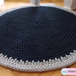 Dywan 100 cm "Marcus" ze sznurka - Kolor Granatowy z szarym zakończeniem