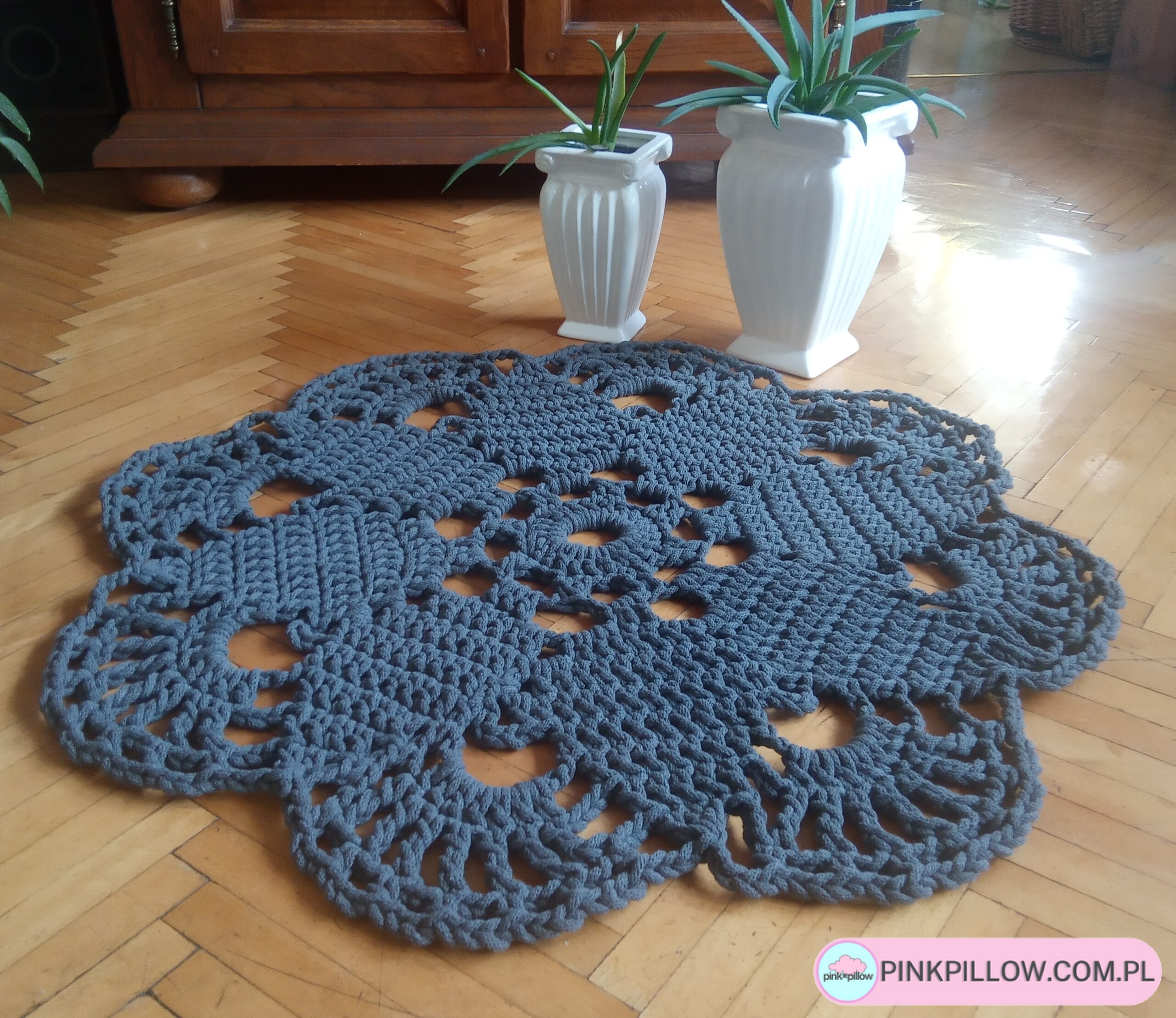 Szary Dywan Mandala 85 cm