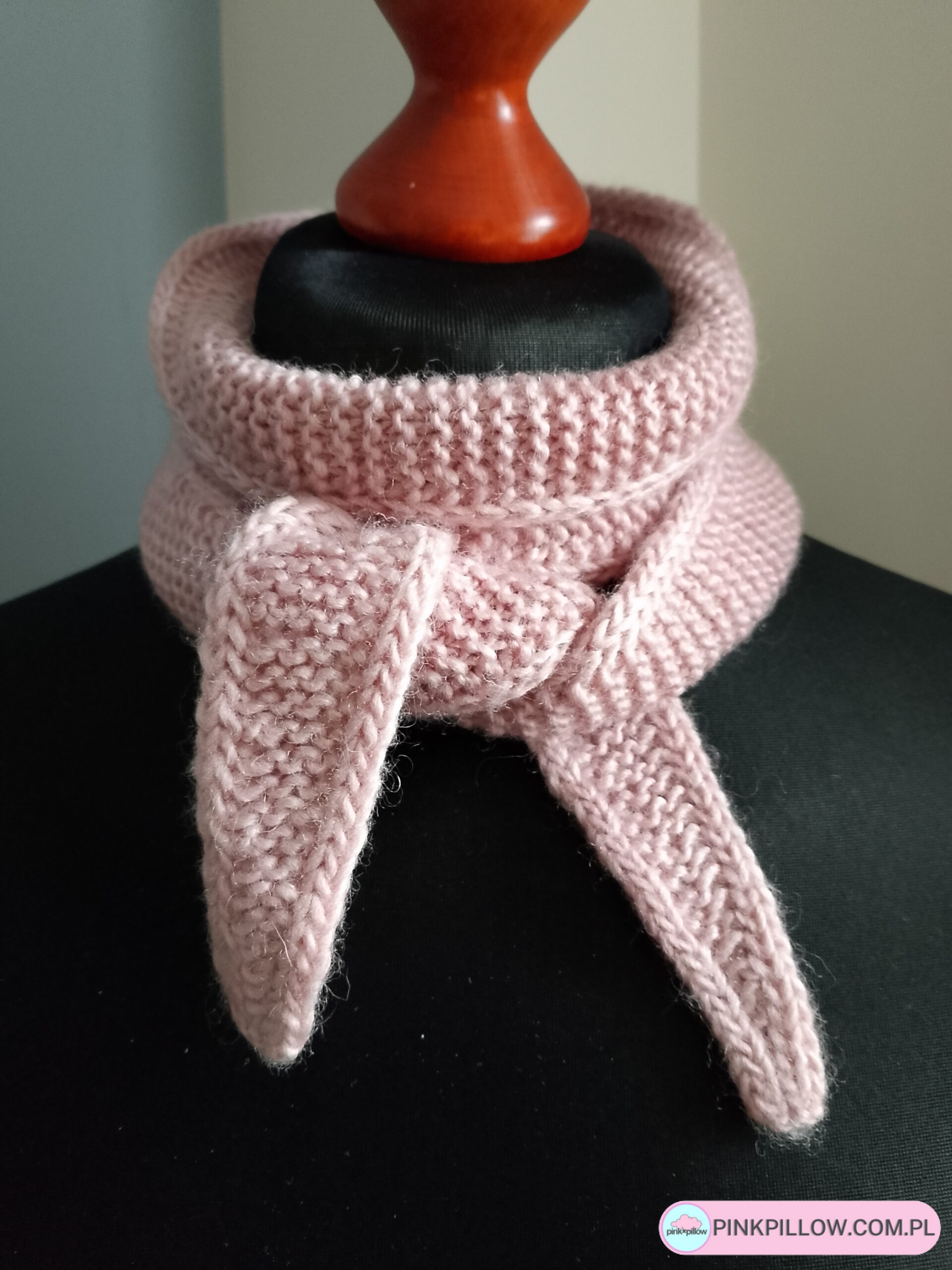 Wąski Szalik damski 120 cm - Kolor Pastelowo-Różowy - obrazek 3