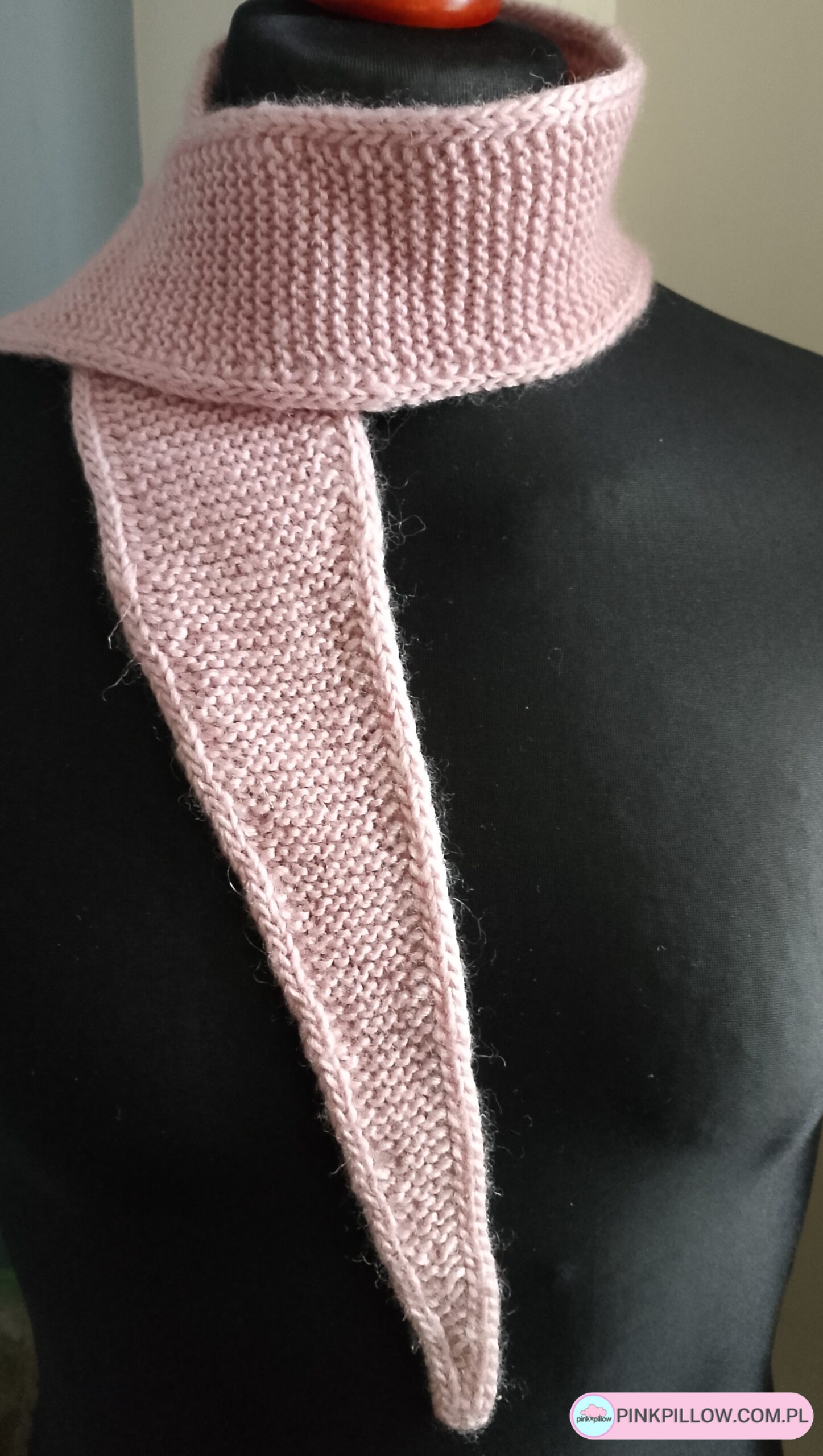 Wąski Szalik damski 120 cm - Kolor Pastelowo-Różowy - obrazek 2