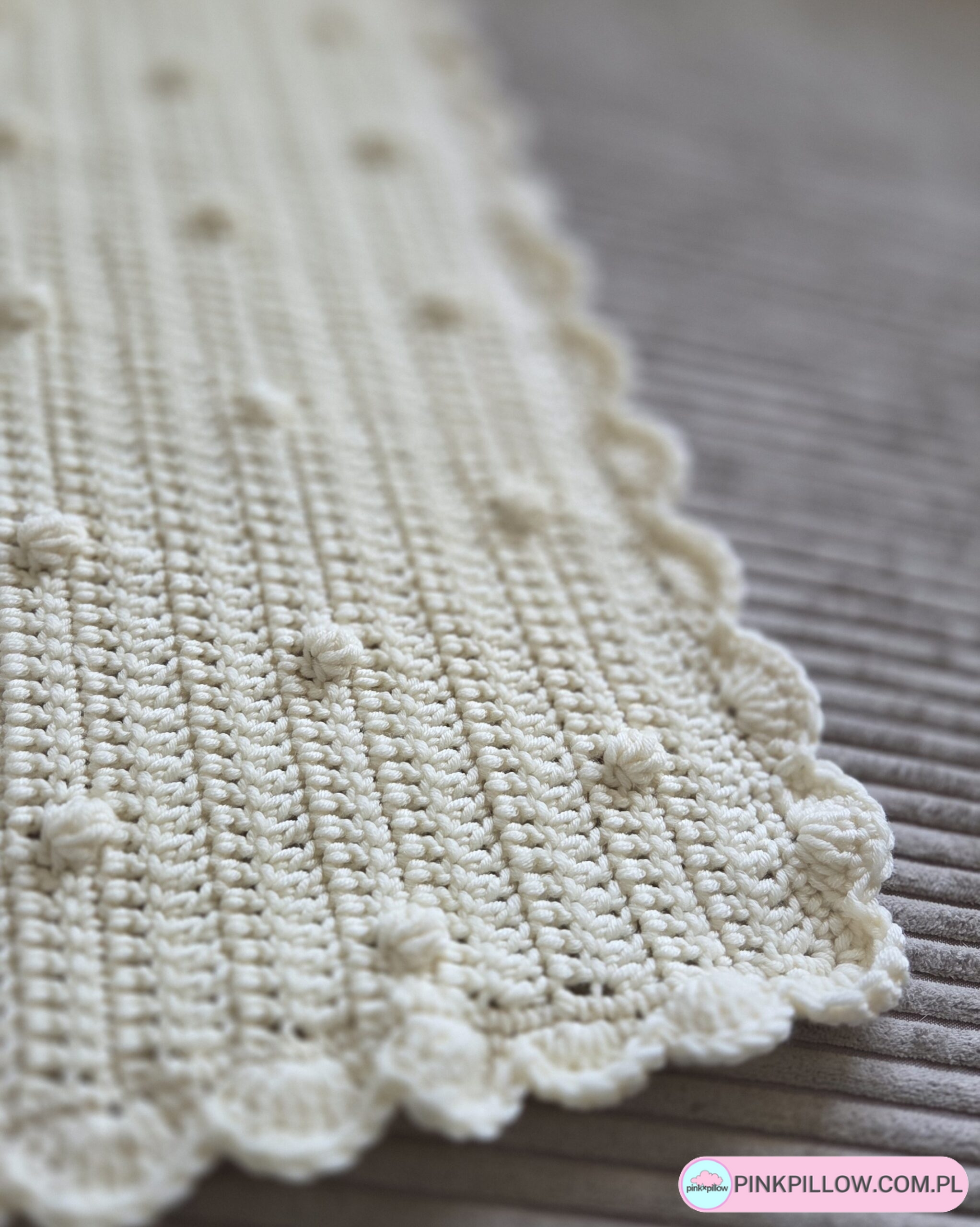 Wełniany Kocyk dla dziecka 100% Merino Ecru - Wymiary 70x90 cm - obrazek 4