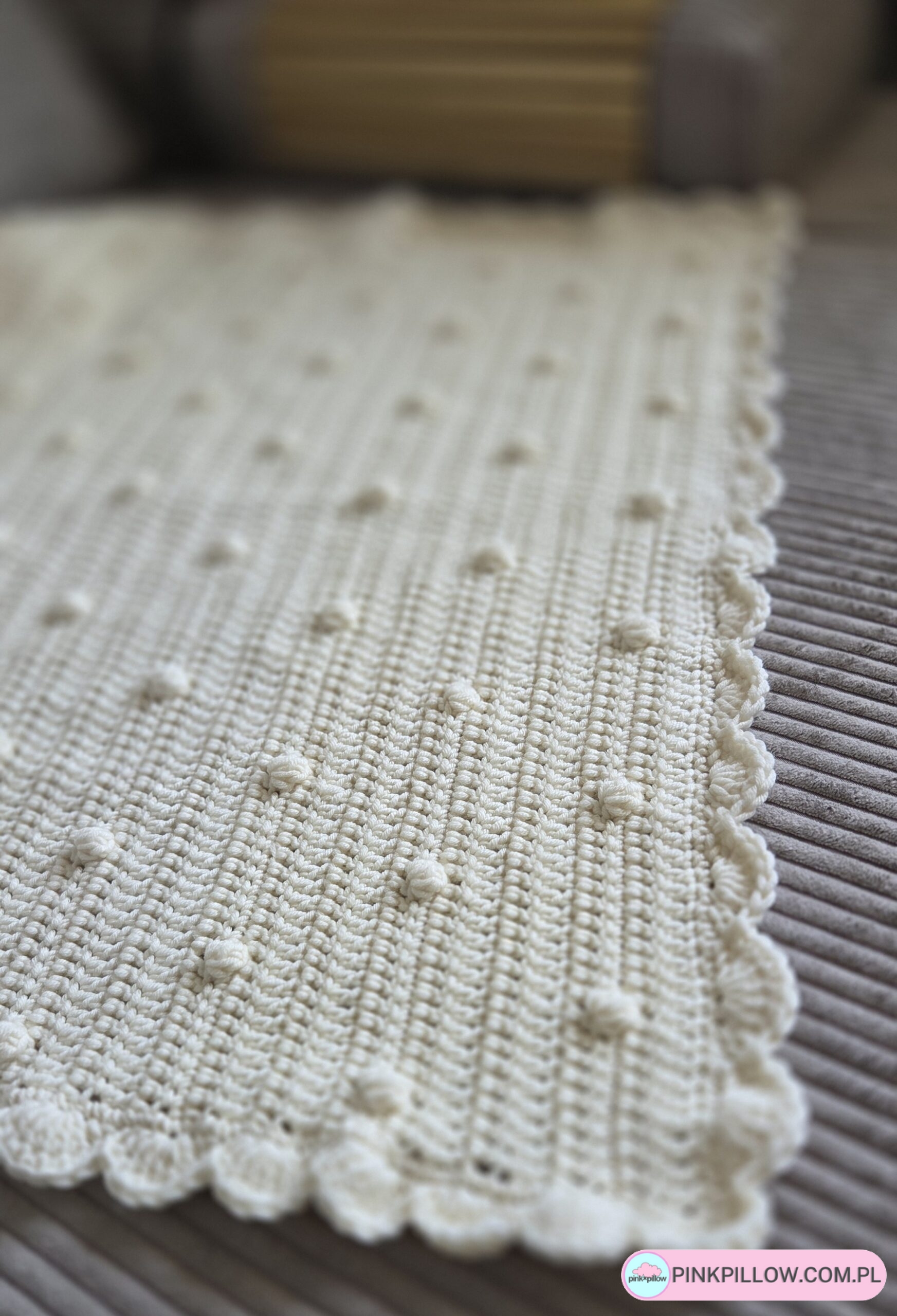 Wełniany Kocyk dla dziecka 100% Merino Ecru - Wymiary 70x90 cm - obrazek 3