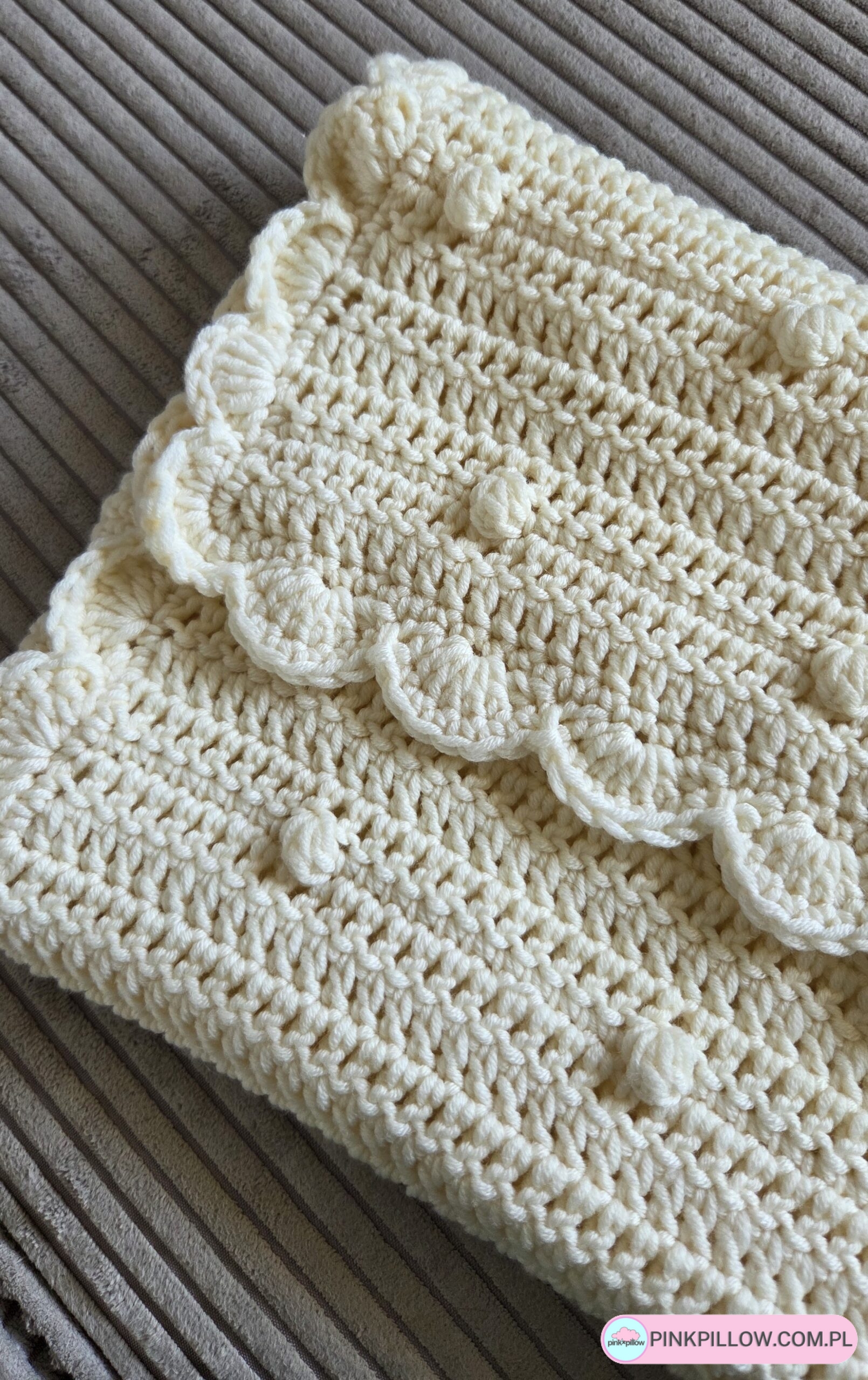 Wełniany Kocyk dla dziecka 100% Merino Ecru - Wymiary 70x90 cm - obrazek 2