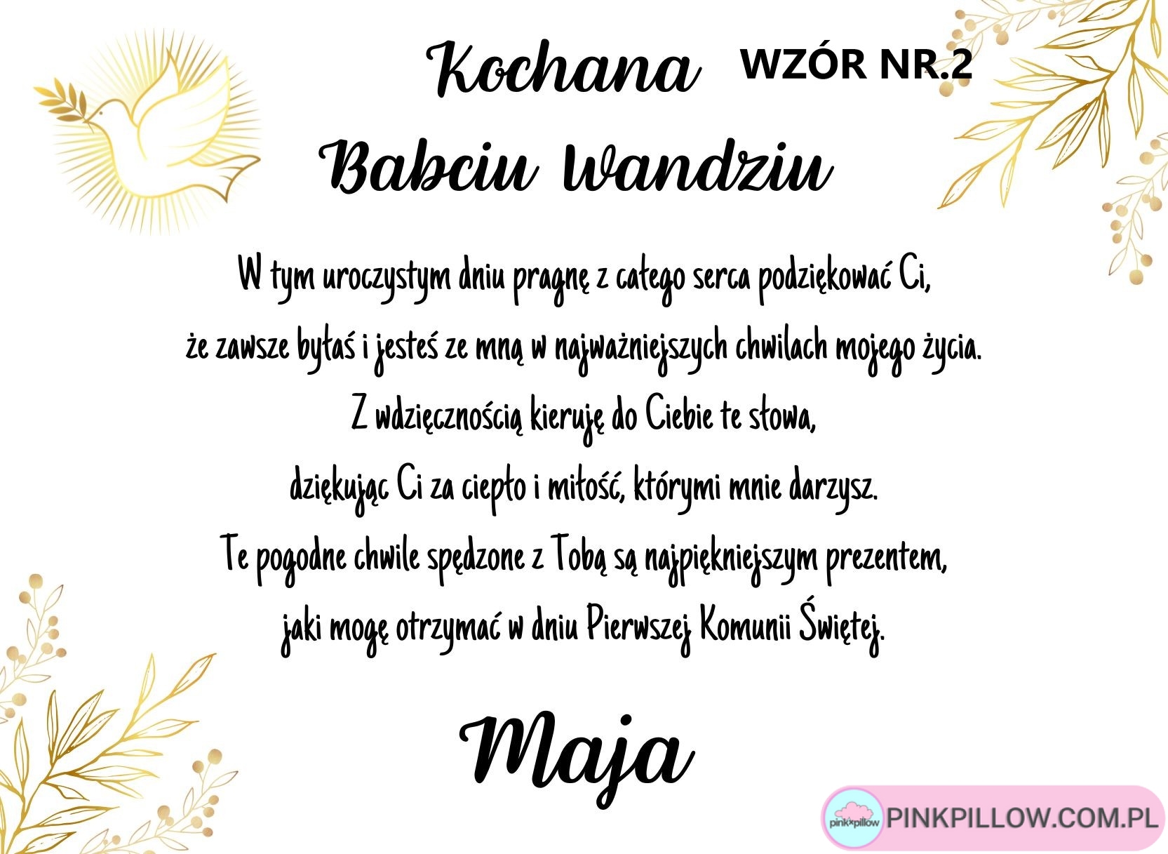 Podziękowanie Dla Rodziców Chrzestnych/Dziadków z różańcem - obrazek 5