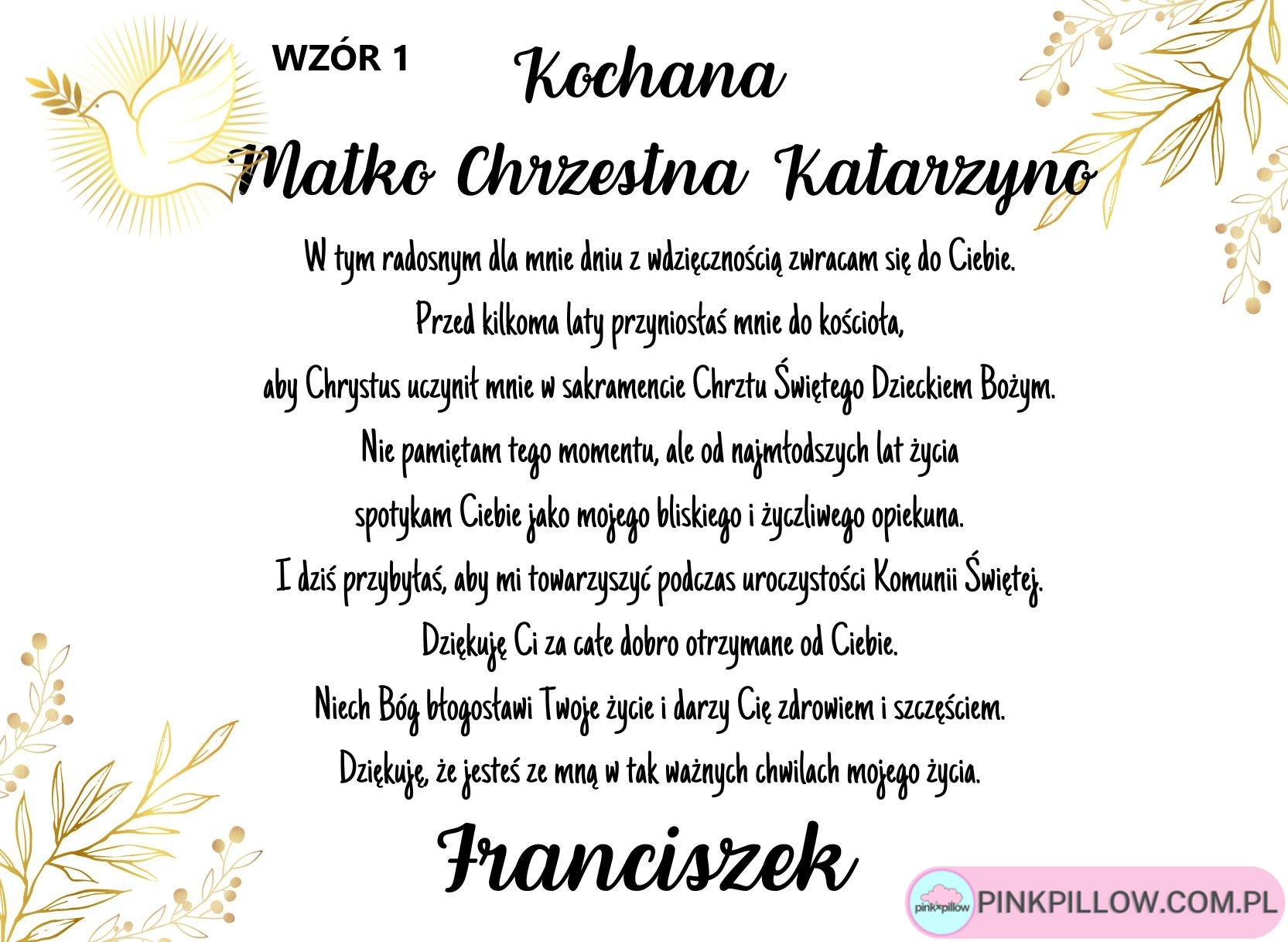 Podziękowanie Dla Rodziców Chrzestnych/Dziadków z różańcem - obrazek 4