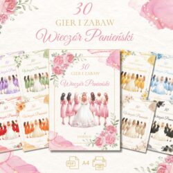 Zestaw 30 Gier i Zabaw na Wieczór Panieński - Różne Wersje Kolorystyczne