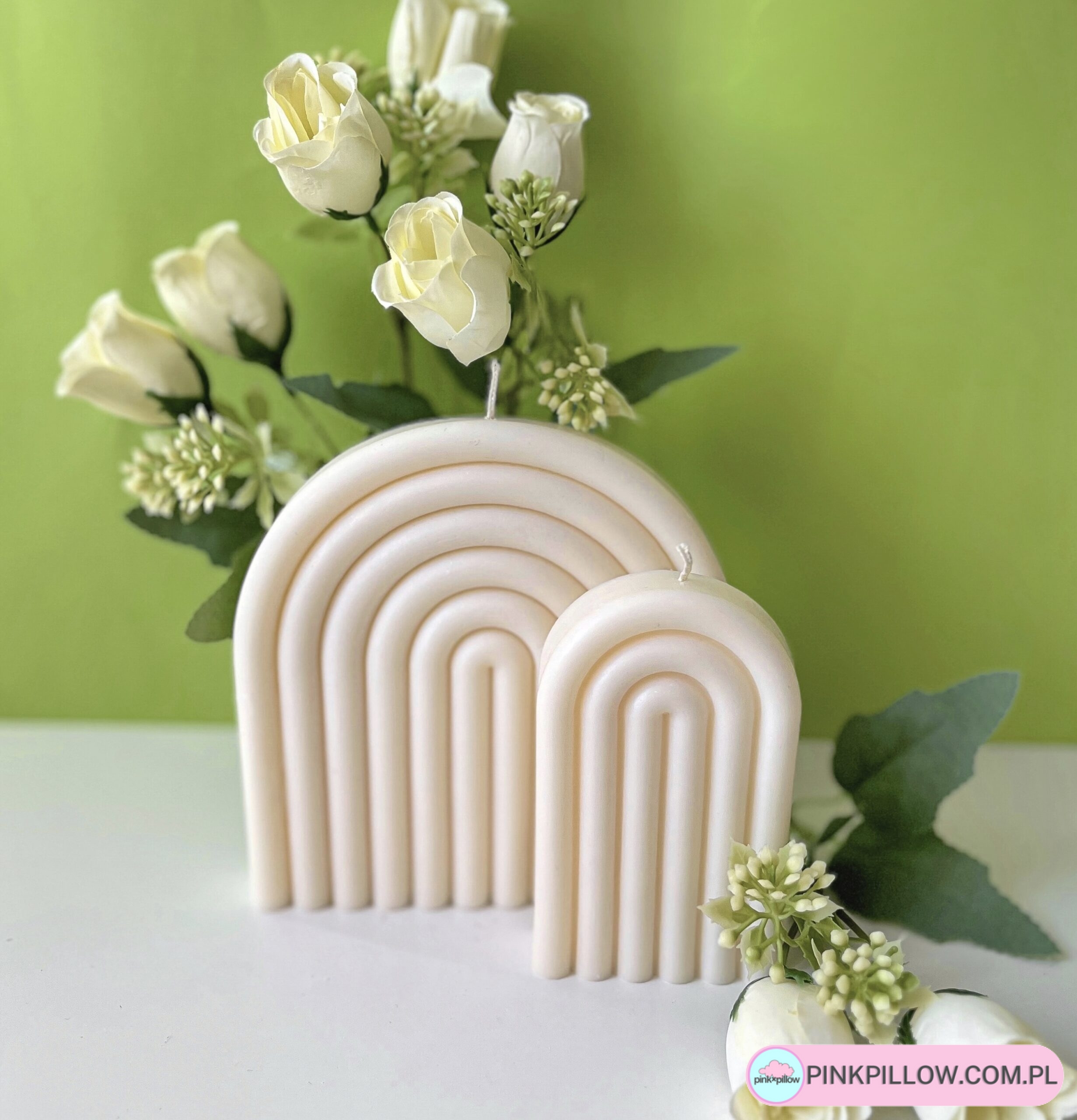 Świeca do Salonu - Wzór Łuki - Duża i Mała