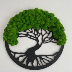 Drzewo z Mchu na ścianę w Czarnej ramie - Średnica 40 cm