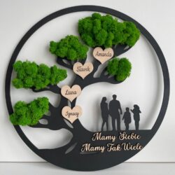 Drzewo z Imionami i mchem - Wzór Rodzina