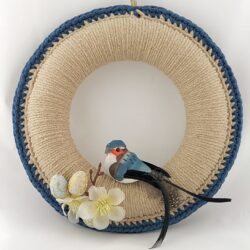 Wianek wielkanocny ze sznurka - Kolor Beżowo-Niebieski