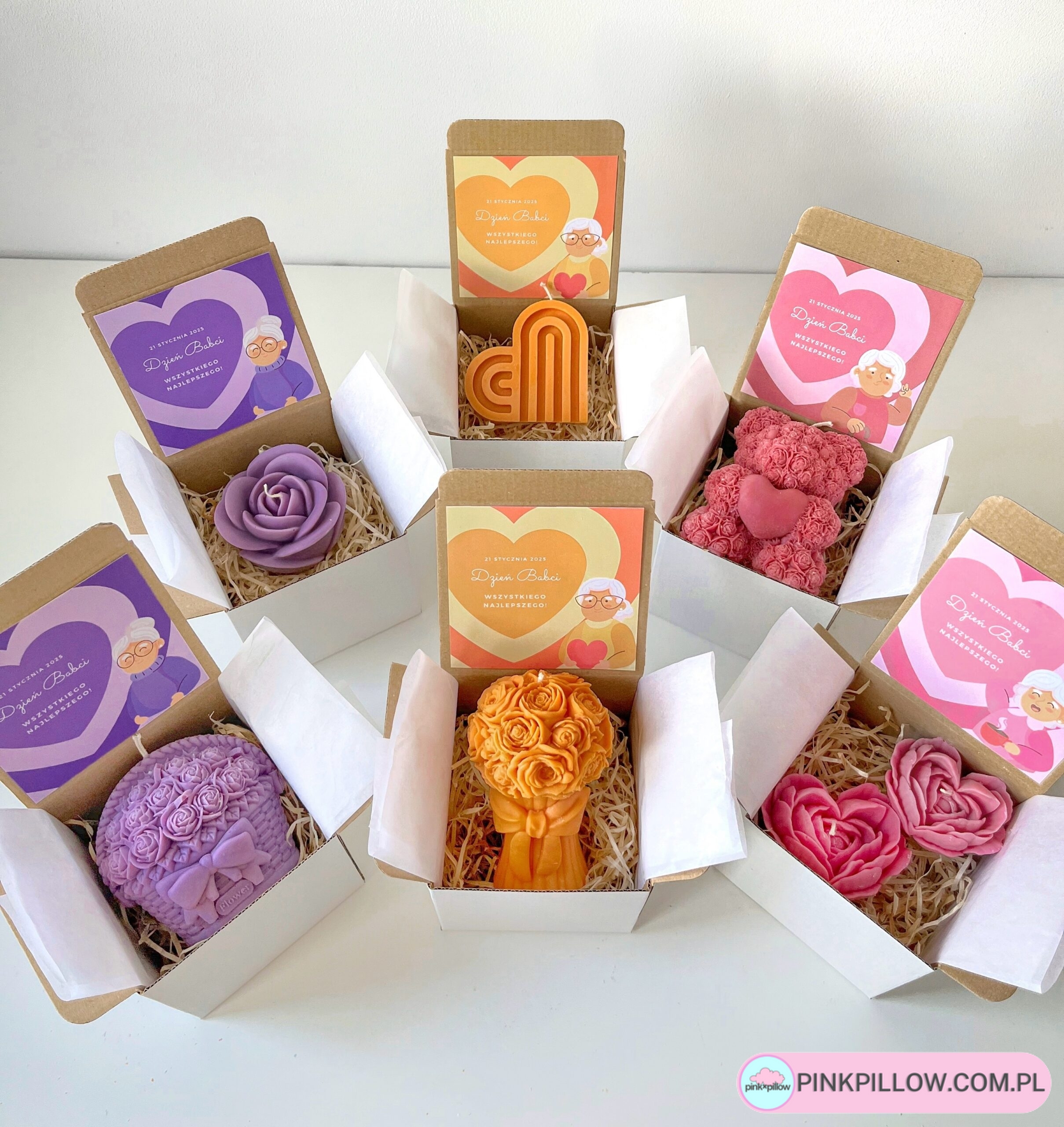 Personalizowany Box dla Babci ze Świecą sojową - Do wyboru różne Kształty i Kolory