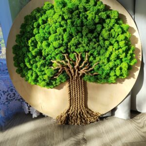 Drzewo z mchu chrobotek - Obraz na drewnianej ramie