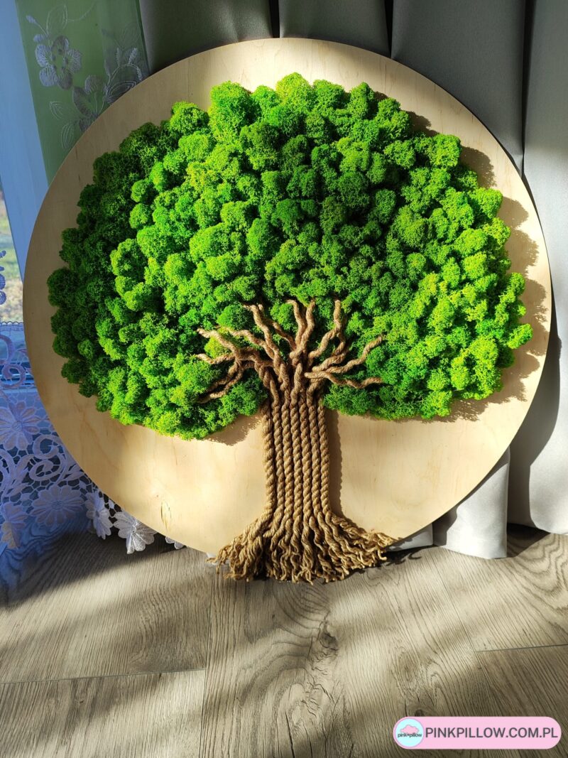 Drzewo z mchu chrobotek - Obraz na drewnianej ramie