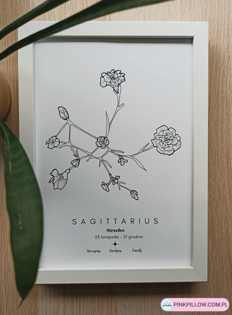 Plakat Znaki Zodiaku – Konstelacje Kwiatowe – Strzelec Sagittarius – A4 - Z bliska