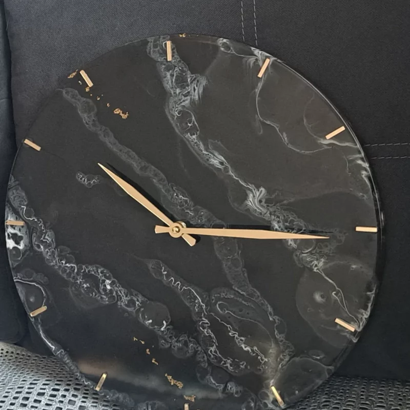 Zegar ścienny Glamour z Żywicy epoksydowej – Czarny
