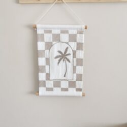 Lniany plakat z Palmą - Haftowany - Wymiary 25x35 cm