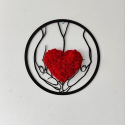 Serce z Chrobotka w ramce na ścianę - Średnica 50 cm
