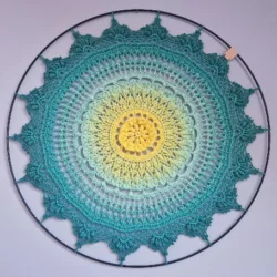 Okrągła Mandala szydełkowa 55 cm - Kolorystyka ombre Turkus